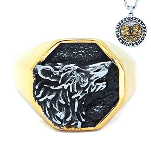 Bijoux viking homme idée cadeau d'anniversaire avec collier loup et bague rune