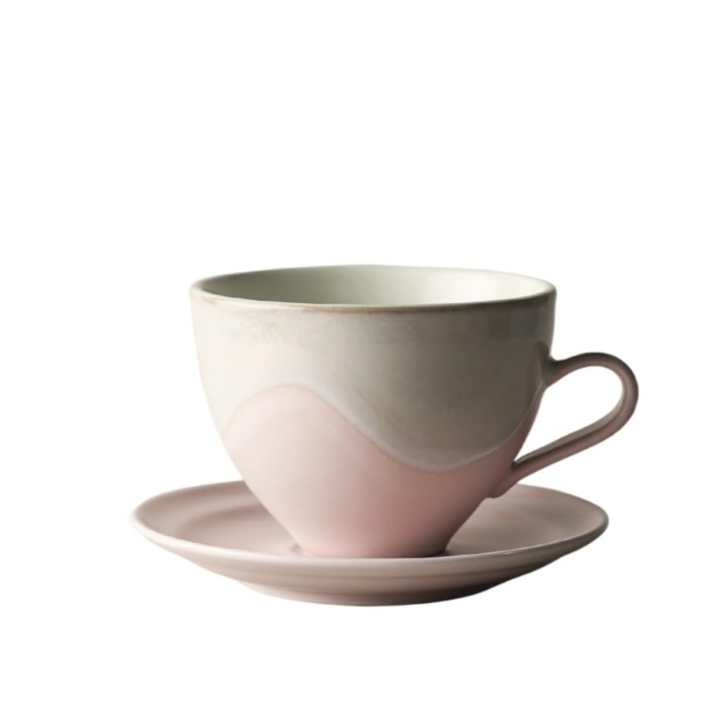 ENGENDER Tazas Cafe Taza De Café Cerámica Y Platillo, Retro Americana, Color Bajo Vidriado Mug Cups(A)