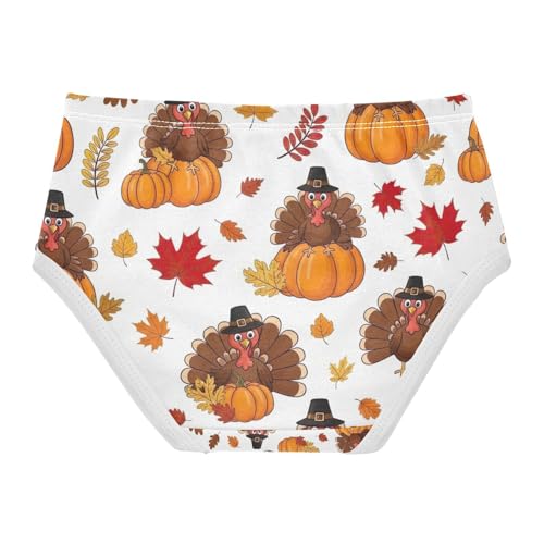 Cartoon Turkeys Hats Pumpkins Toddler Underwear Girls, Girl Underwear, 2T–8 Years2