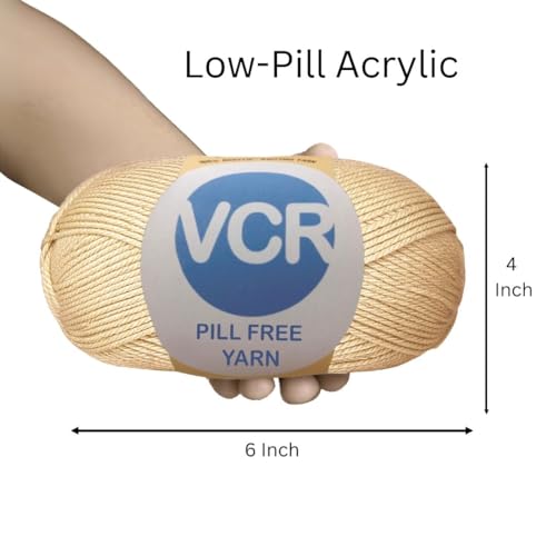 Image of VCR Soft Brown Yarn, Pill-Free Soft Knitting Yarn, 100 Grams Hank, 263 Meters Length, Low-Pill Acrylic Yarn, Soft Crosia Threads, Pack of 1, Suitable for Beanies, Caps and Gloves