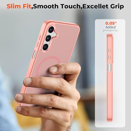 Image of SUPFINE Magnetic for Samsung Galaxy A16 5G Case with Screen Protector, (Built-in Magnets) (Military Grade Drop Protection) Slim Translucent Shockproof Phone Case,Light Pink