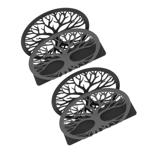 2個 錬鉄製の ツリーナプキンホルダー 紙ナプキンホルダー 黒の