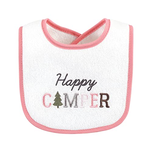 Image of Hudson Baby Unisex Baby Cotton Terry Drooler Bibs with Fiber Filling, Girl Moose Bear, One Size
