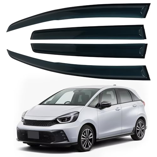 4PCS Rain Guards Window Visors Fits for Honda FIT (Jazz) 4-Door 2015-2020, Front & Rear Wind Deflector, Outside Mount Vent Shade Shield, 2016 2017 2018 2019 Exterior Car Accessories