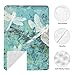Dragonflies Teal and Leaves Baby Car Seat Cover & Nursing Cover - Breathable Stretch Multi-Use Cover for Breastfeeding, Stroller Sunshade & Infant Carrier