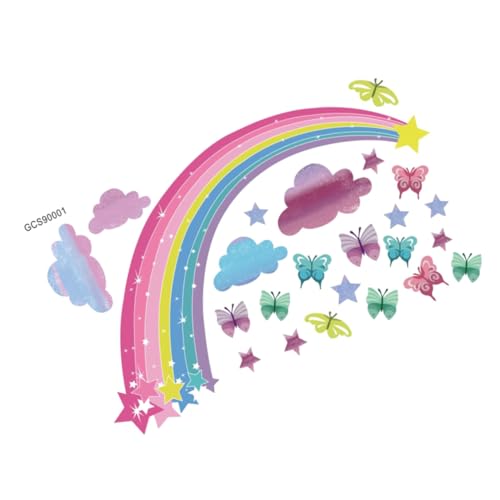 LRXIYODE Bunte PVC Wandtattoos mit Regenbogen Schmetterlingsmuster Selbstklebende Wandsticker für Kinderzimmer Leicht Anzubringen und Rückstandsfrei Entfernbar Wanddekoration für Mädchen