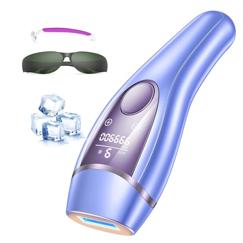 Depiladora de luz pulsada con función de enfriamiento, depilación láser 21J para mujeres y hombres, 9 niveles de intensidad, 999.900 pulsos, para mujeres, cara, axilas, bikini, piernas, cuerpo
