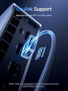 MINIS FORUM M1 Pro-285H Mini PC, Intel Core Ultra 9 285H (16C/16T, Jusqu’à 5,4GHz), 32 Go DDR5, 1 to SSD PCIe 4.0, USB4, Raid, OCuLink, Wi-FI 7, BT 5.4, Affichage 4K Quad