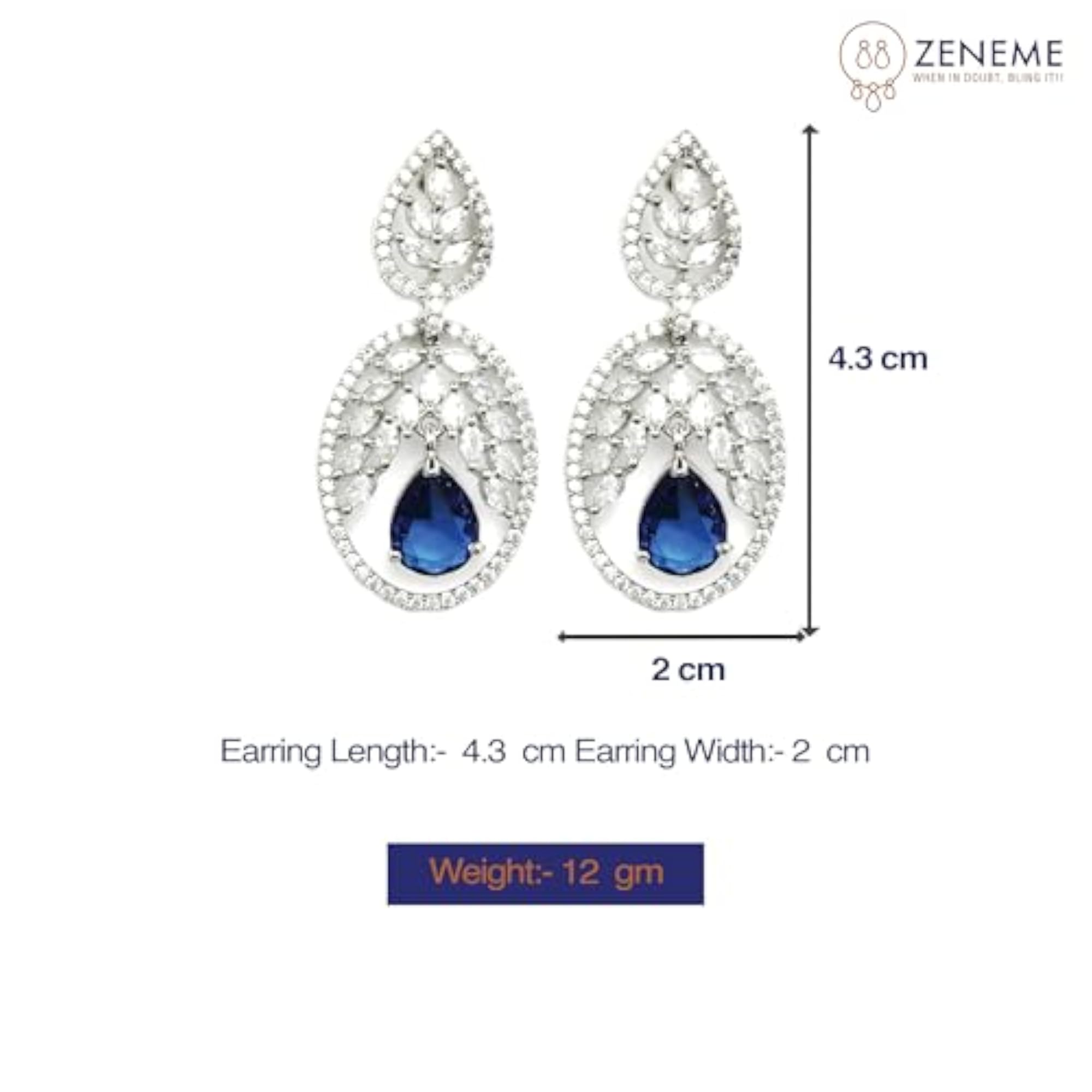 Rhodium-Plated American Diamond Drop Earrings