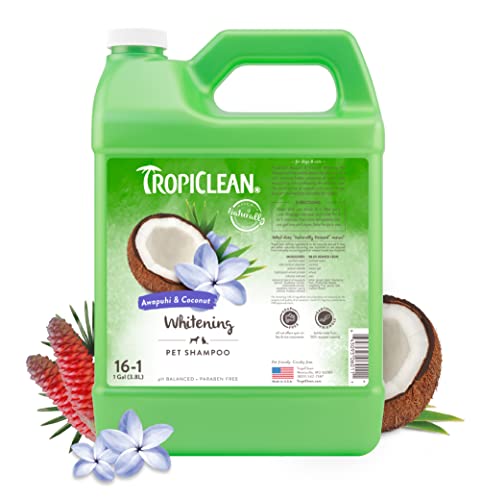 Tropiclean Awapuhi Coconut Whitening Dog Shampoo For White Coats & All Coat Types | Natural Pet Shampoo Derived From Natural Ingredients | Cat Friendly | Made In The Usa | 1 Gal. #TOP8