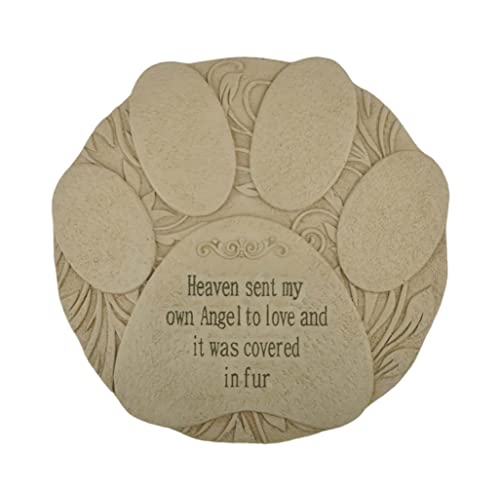 DurableDelights Gedenkstein für Katzen und Hunde, personalisierbarer Trittstein mit Metallhaken auf der Rückseite, handgefertigtes Harzhandwerk, 25,4 cm Pfotenabdrücke Cover