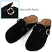 Genuine Suede Leather Clogs for Womens Mens Slip on Mules Antislip Cork Sandals with Arch Support Black