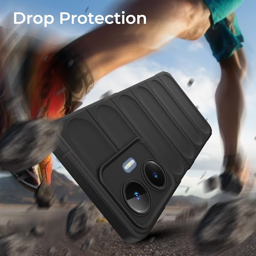 Image of A rtistque Liquid Silicone Stripes Back Cover Case for Realme Narzo N55 / Realme C55 | with Camera Protection | with Inner Fabric | Anti Slip Grip | AirBag Case - Black