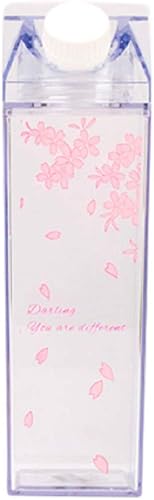 Botella de agua de cartón de leche de 17 oz (16.9 fl oz), botellas de leche cuadradas transparentes sin BPA, botella de agua a prueba de fugas,