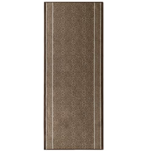 KARAT Premium Teppichläufer mit Muster - 80 x 200 cm, Braun - Modernes Rauten-Design - Teppich - Läufer für Küche, Flur & Wohnraum - Flurläufer Küchenläufer Flurteppich (Olymp)