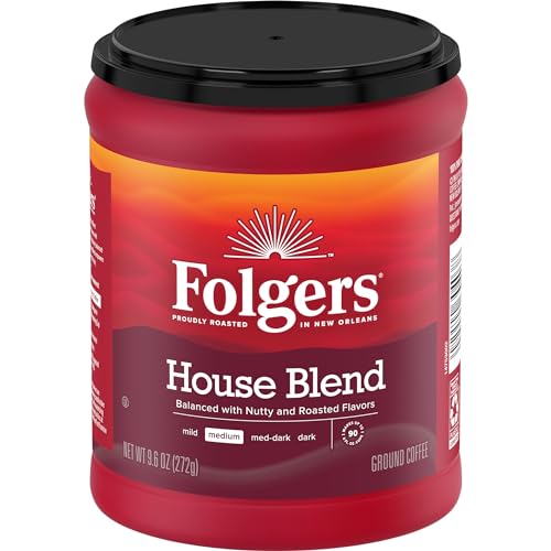 Image of Folgers House Blend Medium Roast Ground Coffee, 9.6 Ounces (Pack of 6)