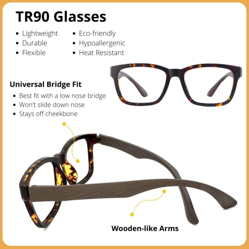 Image of ProEyes Progressive Multifocus Reading Glasses, Zero Magnification on Top Lens, Anti Blue Light Resin Lens, Nuclear (Tortoise, 2.50 x)