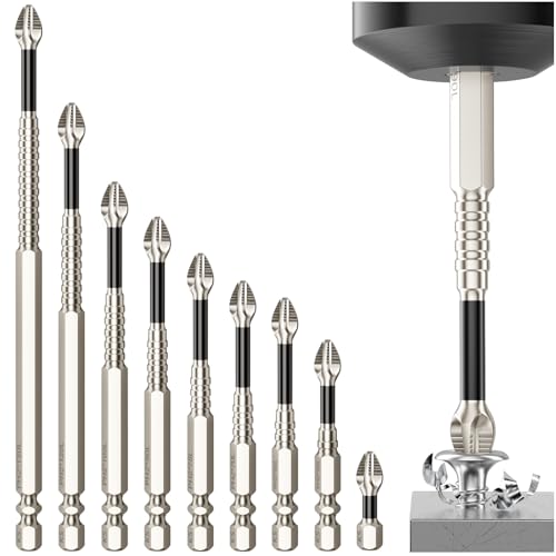 High Magnetic Screwdriver Drill Bit Set - 9Pcs K5 Impact Resistant Non Slip Bit - Magnetic Screwdriver Set - Screwdriver Bit Set - 25 50 65 70 75 90 100 120 150 (9pcs)
