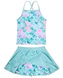 Big Girls Two Piece Swimsuit Tankini Halter Bathing Suit Hawaii Swimwear Adjustable Quick Dry 9 10 Years