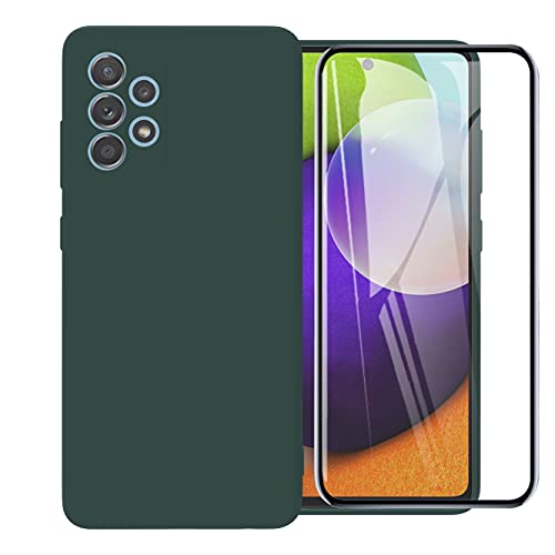 HHUIWIND Coque pour Samsung Galaxy A52 avec Verre Trempé écran Protecteur,Anti-Scratch Étui Silicone TPU Case Cover pour Samsung Galaxy A52 / A52s - Vert01 Cover