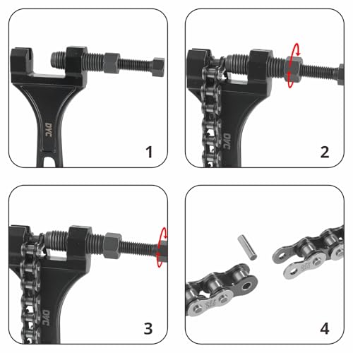 Image of DYC Chain Breaker Tool 420-530 (Separate Pin Design) with 2 Replaceable Cutting Pins & Hex Key for 40 /410 /415 /420 /428 /50 /520 /525 /530 Roller Chains, Motorcycle ATV Mini Bike Dirt Bike Go Kart Bicycle