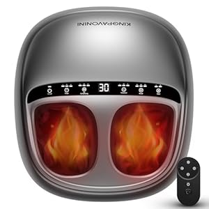 KingPavonini Shiatsu Foot Massager Machine with Heat, 3-Section Massage for Full Feet Deep Kneading & Vibration, Foot Massager for Plantar Fasciitis, UP to Size 13, Gifts for Mom Dad