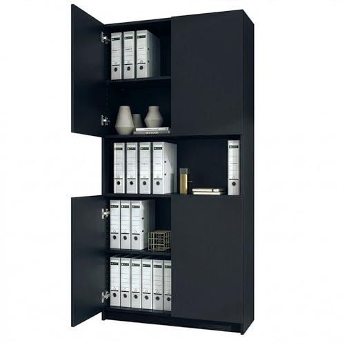 InnoFurn Aktenschrank Elona M2, Büroschrank mit Soft-Close & Push-to-Open, Aufbewahrungschrank, Büro, Home Office. Wohnzimer, Schwarz matt (82 x 184 x 37 cm) InnoFurn Aktenschrank Elona M2, Büroschrank mit Soft-Close & Push-to-Open, Aufbewahrungschrank, Büro, Home Office. Wohnzimer, Schwarz matt (82 x 184 x 37 cm)
