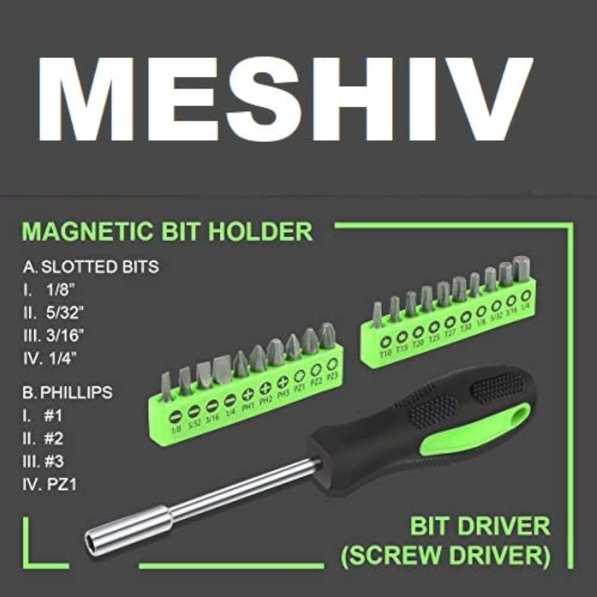 10-Piece Magnetic Screwdriver & Bit Set