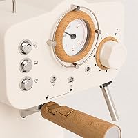 CREATE / THERA MATT RETRO/Espressomaschine Cremeweiß Matt und Holz/Halbautomatisch, mit einer 15 bar Druckpumpe und 1100W, 1,25L Wasserbehälter, für gemahlenen Kaffee, 55 mm. ESE- Pads – Ansicht 5