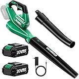 KIMO Electric Leaf Blower with 2 X 2.0 Battery & Charger 200 CFM 170 MPH Lightweight Handheld Cordless Leaf Blower, Small Leaf Blowers for Lawn Care, Yard | Patio| House |Jobsite