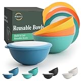 Wrova Unbreakable Plastic Bowls Set with Lid 1250ml Reusable Deep Bowl Set for...