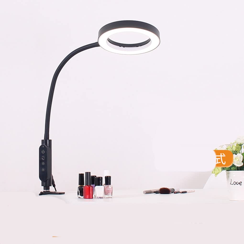 Klemmlampe LED Schreibtischlampe 12W Leselampe Flexibles Klemmlicht 3 Farb & 5 Helligkeitsstufen Schwanenhals Klemmleuchte für Schlafzimmer Augenpflege Büro Tischlampe Schwarz