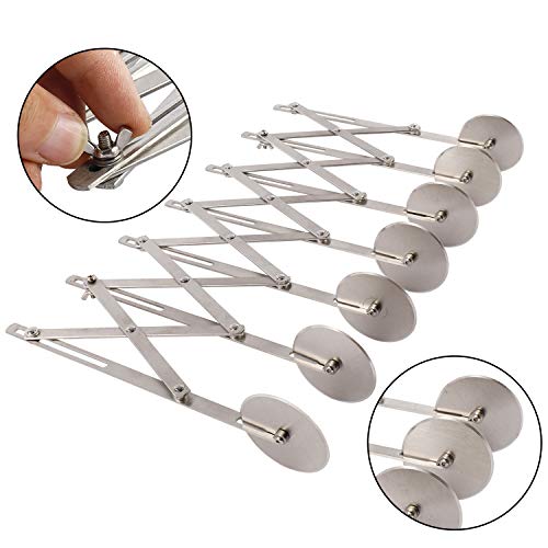 7 Wheel Pastry Cutter, Stainless Steel Expandable Pizza Slicer, Multi-Round Dough Pastry Knife Baking Cutter Roller Cookie Dough Cutter Divider