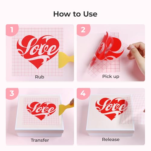 Image of HTVRONT Transfer Tape for Vinyl, 12 inch x 150 FT, Red Alignment Grid | Easy to Transfer, Medium Tack, For Self Adhesive Vinyl, For Decals Signs Windows Stickers