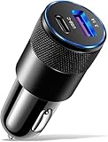 Chargeur de Voiture USB C PD 38W & QC 3.1A – Adaptateur Allume Cigare Double Port USB C + USB A – Charge Rapide 15W Compatible Smartphones Android & iOS, Tablettes, GPS