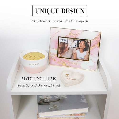 Pavilion Gift Company 66749 Pavilion - Love You Bestie - 4 Inch X 6 Inch Horizontal Landscape Pink Gold Marble Picture Photo Holder Memory Frame Best Friend Bff Friendship Gift Present thumb #3