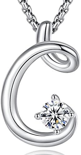 Eusense Initial Necklace Letter Pendant Silver 925 Alphabet Jewellery for Women Girls