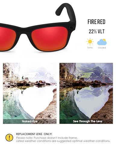 Image of BLAZERBUCK Photochromic Replacement Lenses Compatible with Ray-Ban Meta Wayfarer RW4008 | RW4012 (Gen 2) 53mm Smart Glasses