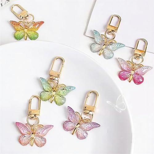 Image of 6 PCS Aesthetic Keychain, Cute Butterfly Bag Charms for Girls, Alloy Metal Key Chain Set with Six Pieces