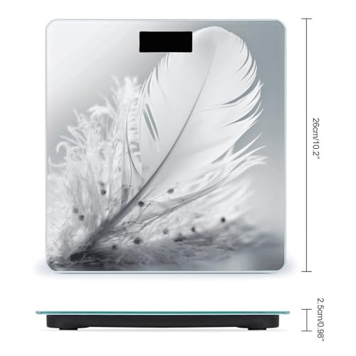 Báscula de baño digital con diseño de plumas blancas miniatura 2