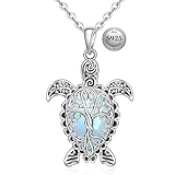 Fenthring Sea Turtle Necklace Moonstone Tree of Life Turtle Necklace for Women Sterling Silver Hawaii Pendant Jewelry Birthday Mothers Day Gift