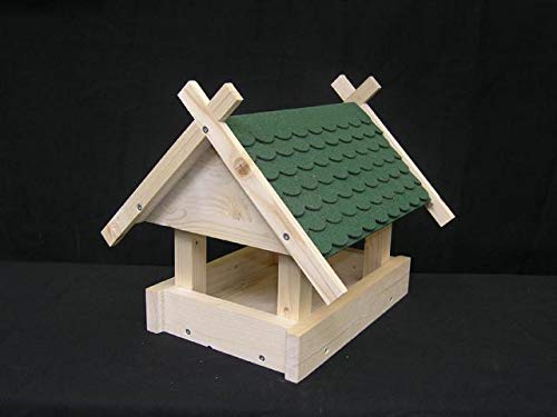 Vogelhaus klein grün Manufaktur Martinshof Länge: 32,00 cm Breite: 29,00 cm Tiefe: 27,00 cm Futterhaus Bausatz, hergestellt in der Werkstatt für behinderte Menschen in Deutschland