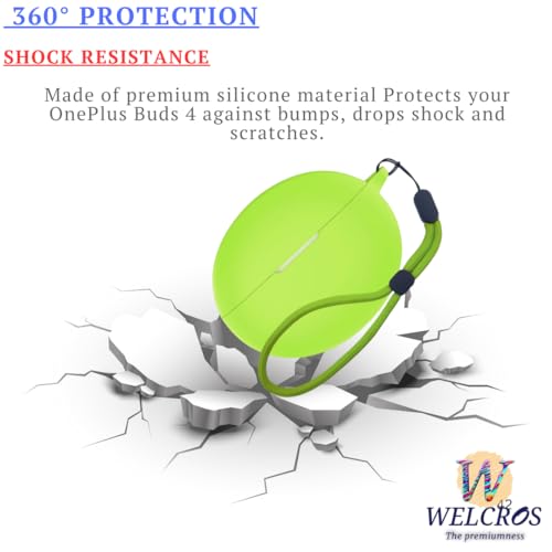 Image of WELCROS Soft Silicone Protective Case Cover for OnePlus Buds 4 (Lanyard Matcha)
