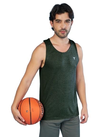 Men Melange Slim Fit Round Neck Sports Innerwear Vest with Double Cool-image-6