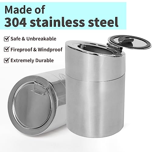 Newness Car Ashtray, [Upgraded, Detachable Body, Sealing Lid], Stainless Steel Car Ashtray With Lid, Cigarette Ashtray For Car, Auto, Ash Holder For Smokers, Desktop Smoking Ash Tray For Home Office #TOP1