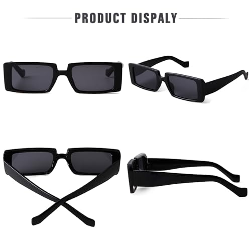 Image of SORVINO Trendy Rectangle Sunglasses for Women Vintage 90s Retro Fashion Narrow Cool Square Frame Sunglasses