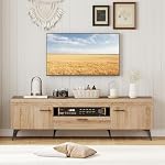 Giantex TV Stand for 65 Inch TV, Mid Century Modern Entertainment Center with Carved Patterns, 2 Cabinets, 1 Drawer and 6 Metal Legs, Media TV Console Table for Living Room, Bedroom