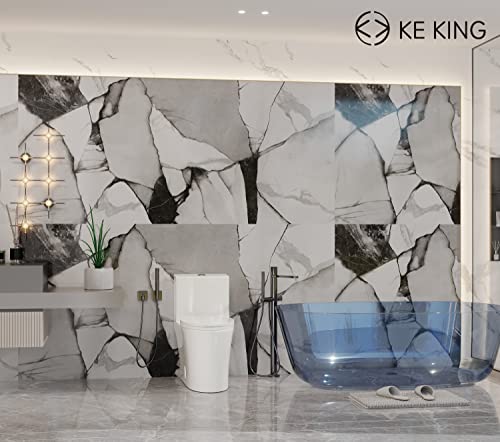 KE KING Water Saving 0.8/1.28 GPF High Efficient Dual-Flush Elongated One-Piece Toilet with Comfort Chair Seat ADA Height, Sleek White Toilet Bowl - Thumbnail 3