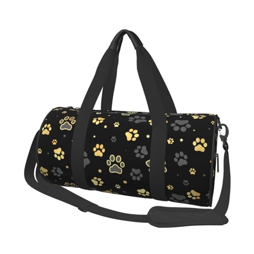 Gbuzozie Golden Dogs Animal Paws Sports Gym Bag Travel Duffel Bag Shoes Compartment For Men Women Foldable Lightweight Yoga Gym Sports Bag