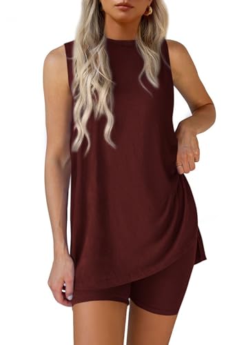 Image of PRETTYGARDEN 2 Piece Sets for Women 2026 Summer Matching Lounge Shorts Set Resort Airport Travel Loungewear Outfits Clothing